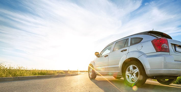 Low angle shot of car on a highway